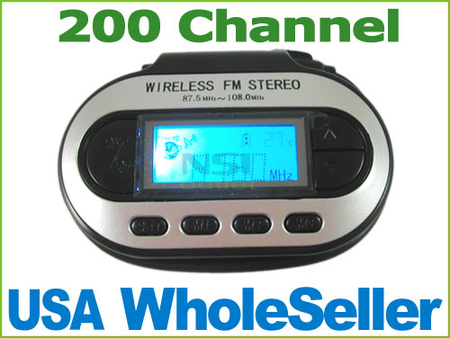 200 Channels Car FM Transmitter for iPod MP3 Nano Video