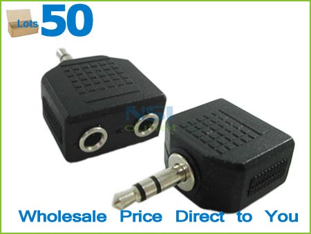 3.5mm 1 Male Plug to 2 Female Audio Splitter (Lots 50)