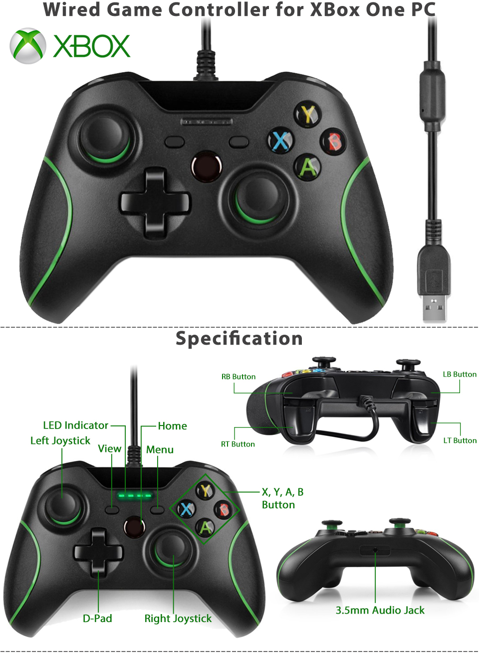 Wired Game Controller/Gamepad for Xbox One