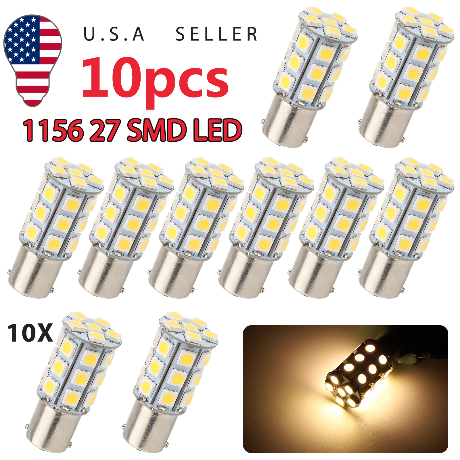 10X Warm White 1156 1141 1003 27 SMD LED RV Camper Trailer Interior Light Bulbs 736902397374 eBay