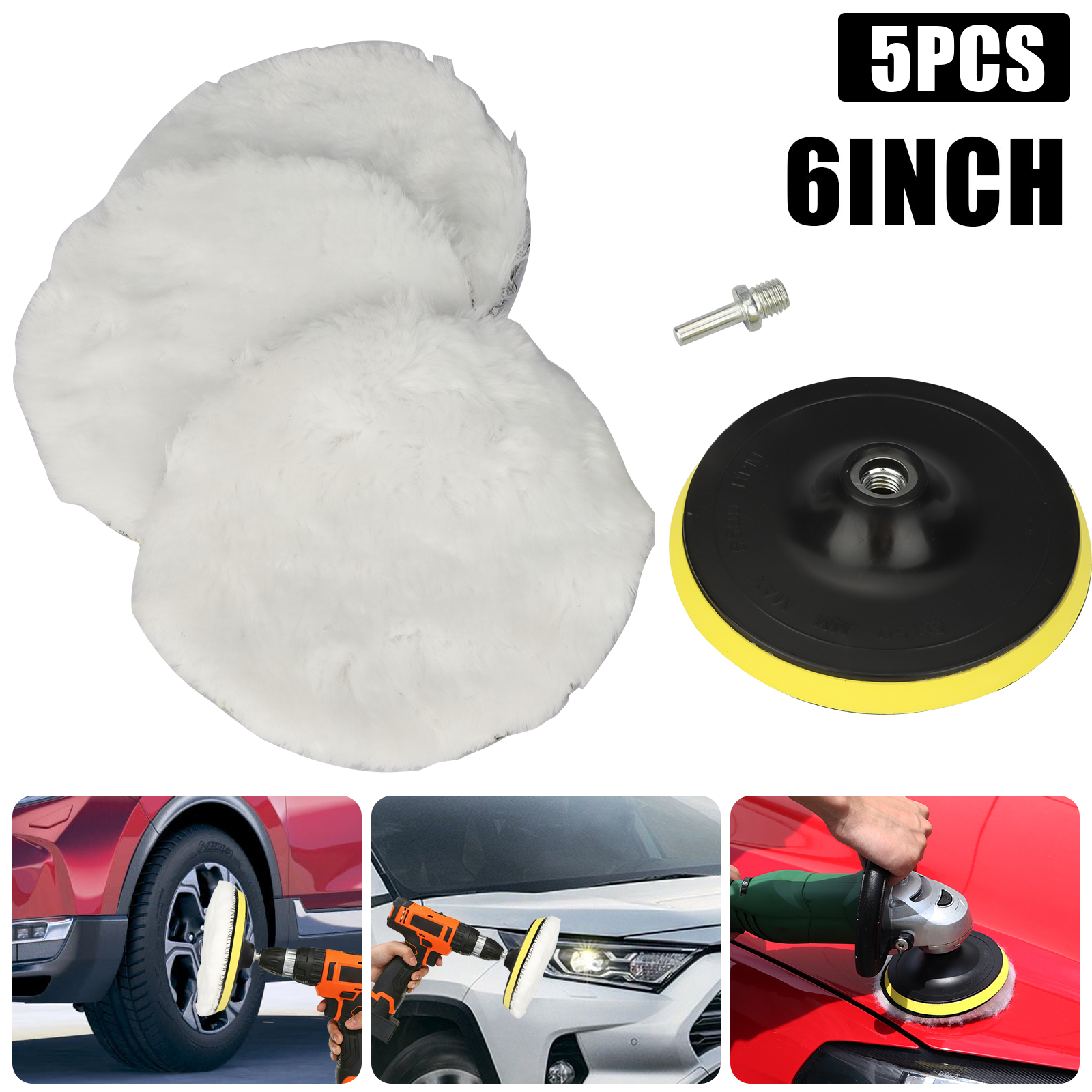 5pcs 6"inch Car Polishing Wheel Buffing Pads Set Wool Mop Pad Polisher for Drill - Picture 11 of 11
