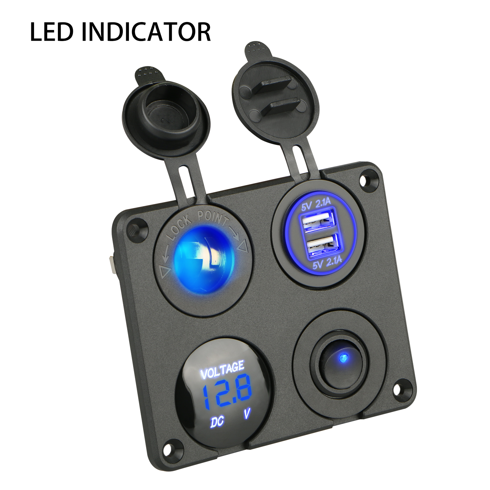 MICTUNING Dual USB QC 3.0+PD Charger Socket – 12V, LED Voltmeter, 36W