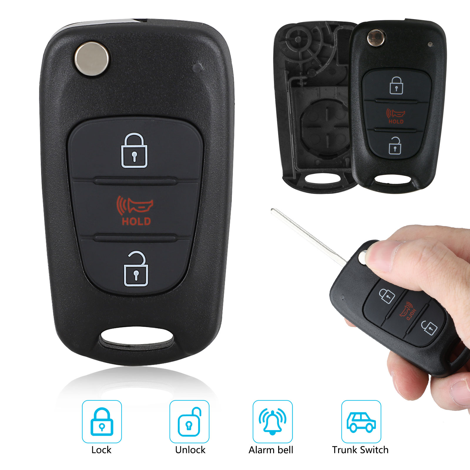 Keyless Flip Remote Car Key Fob Case for Kia Sportage Soul