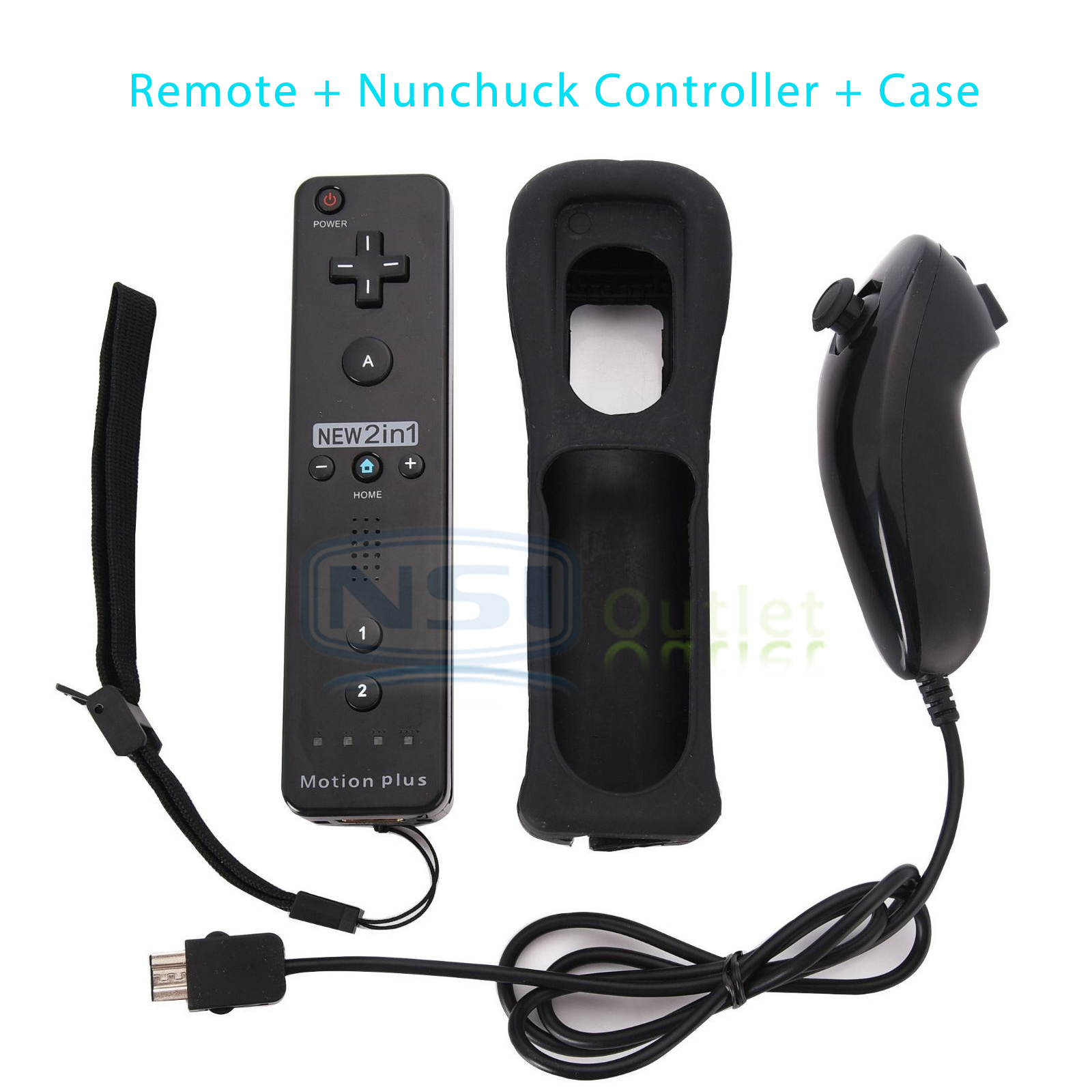 2 x Remote and Nunchuck Controller Set Combo + Case Skin For Nintendo