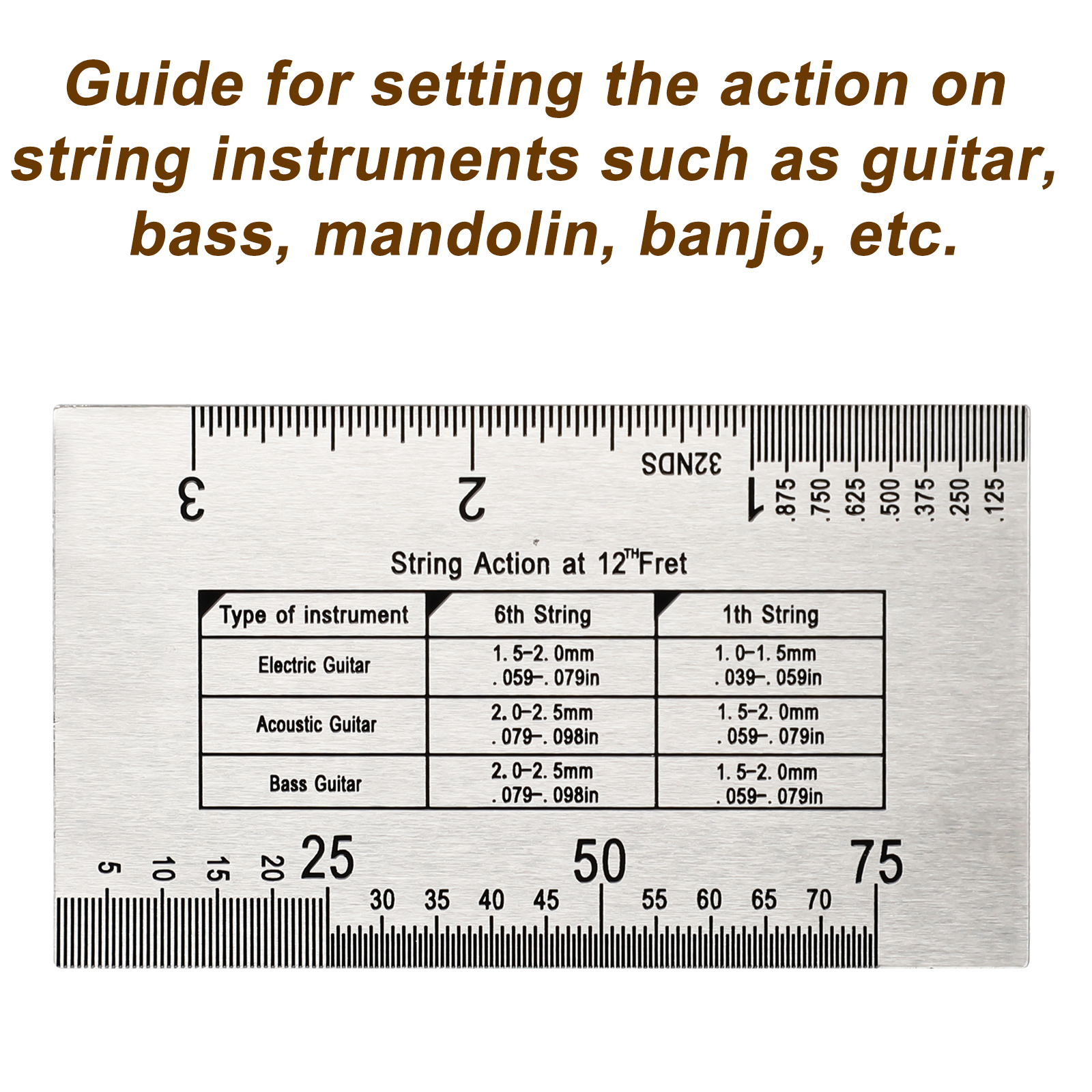 string gauge action measuring rulerfret file tool guide
