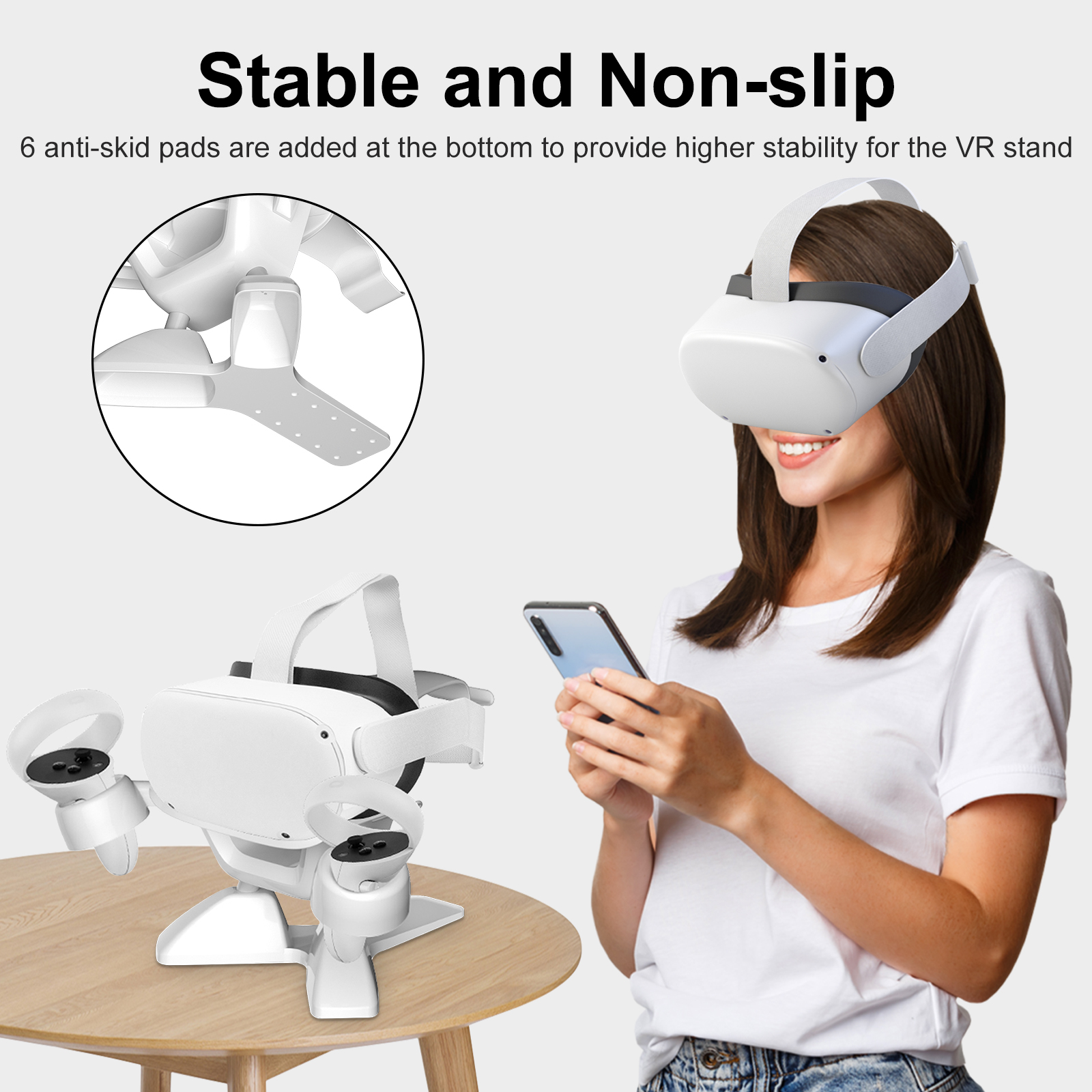 VR Headset Desktop Display Stand Touch Controller Holder for Oculus
