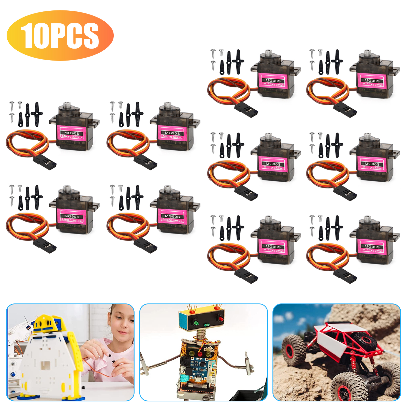 4/10/20 Pcs Metal Gear High Speed 9g Micro Servo Motor MG90S RC Helicopter Plane