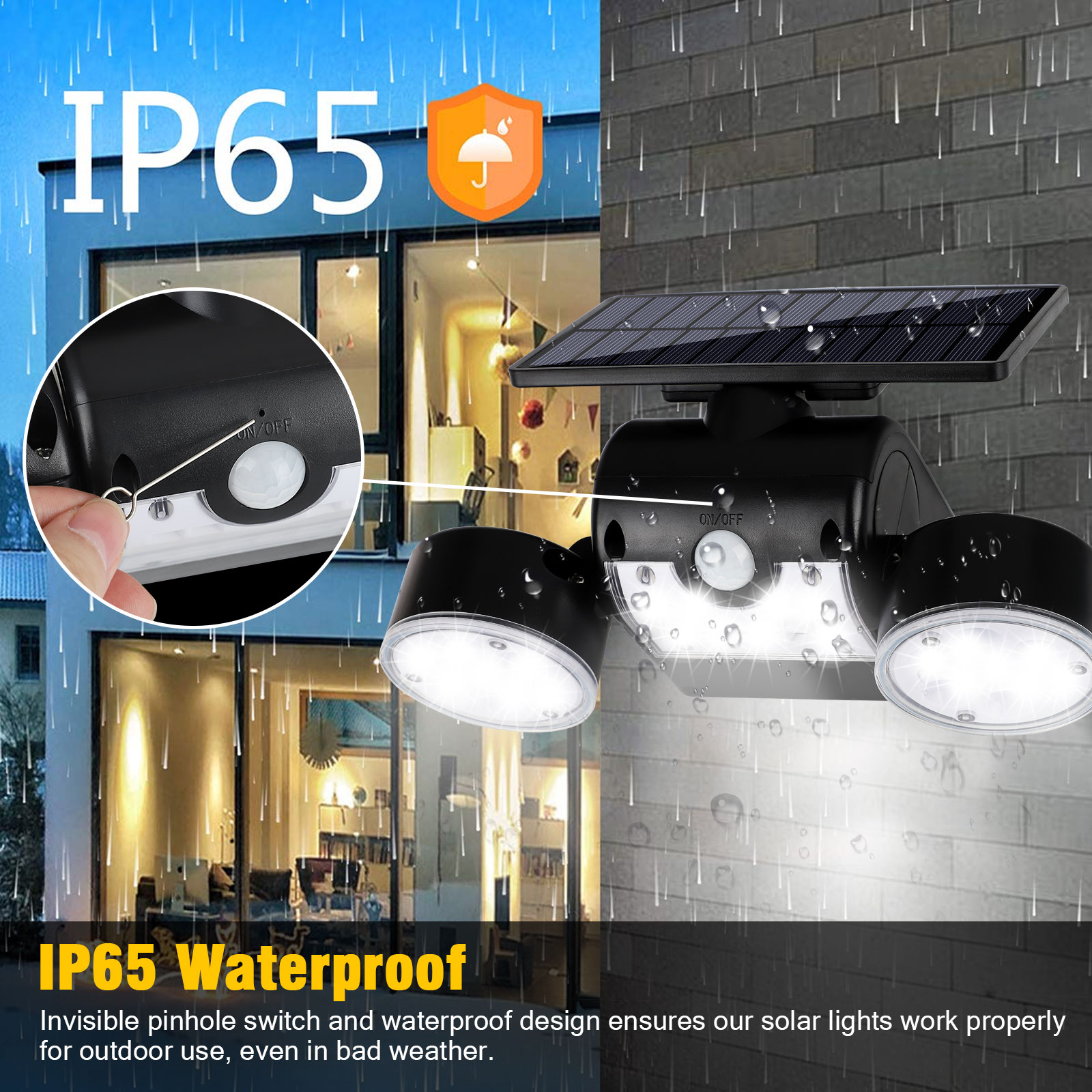 Solar Motion Sensor Detector Home Security Light Flood Guardian Torch