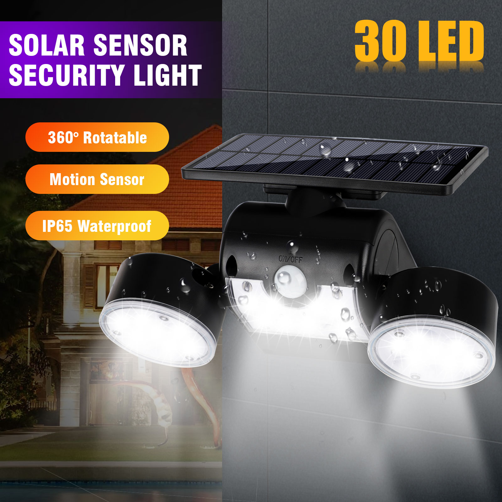 Solar Motion Sensor Detector Home Security Light Flood Guardian Torch