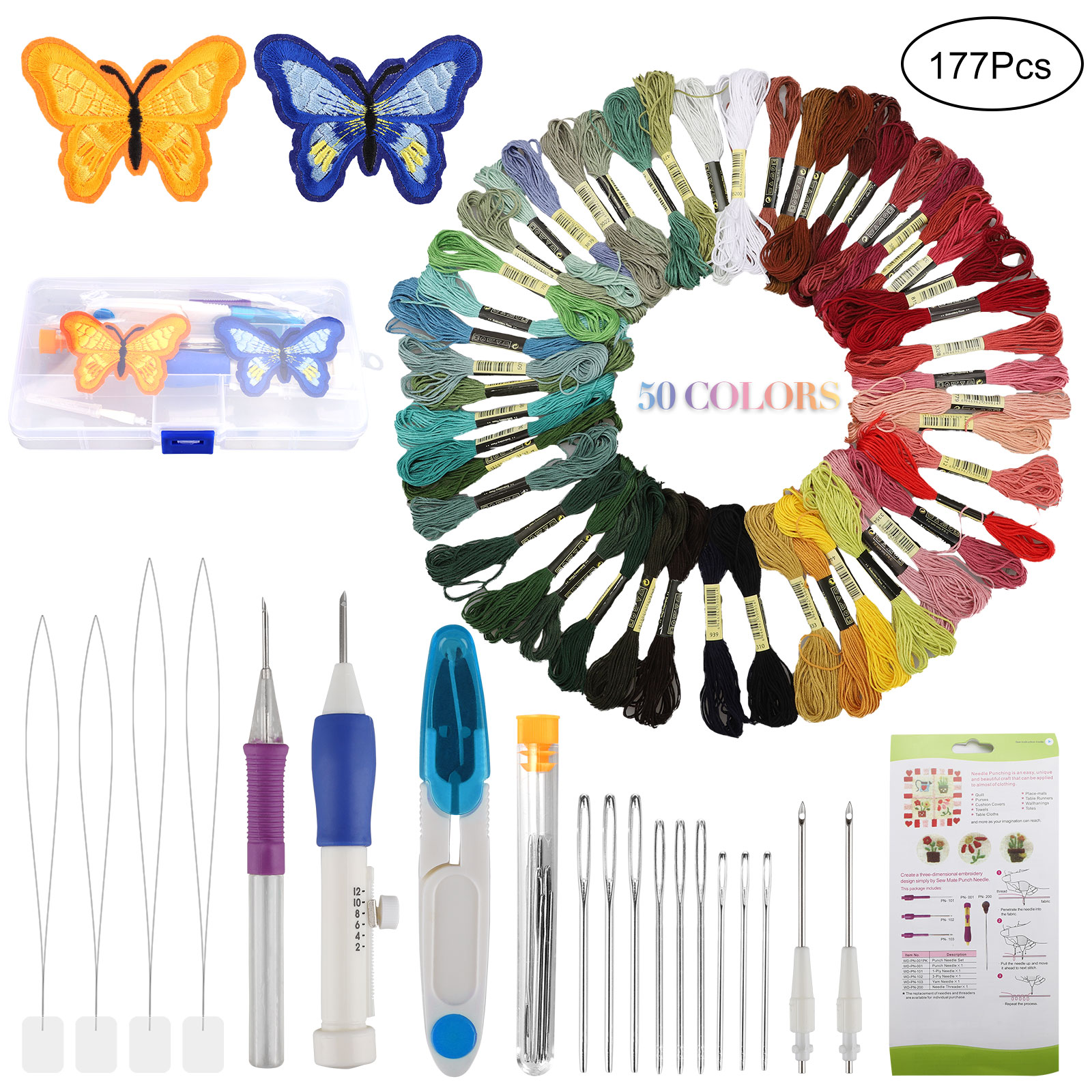 Magic DIY Embroidery Pen Knitting Sewing Tool Kit Punch Needle Set 50