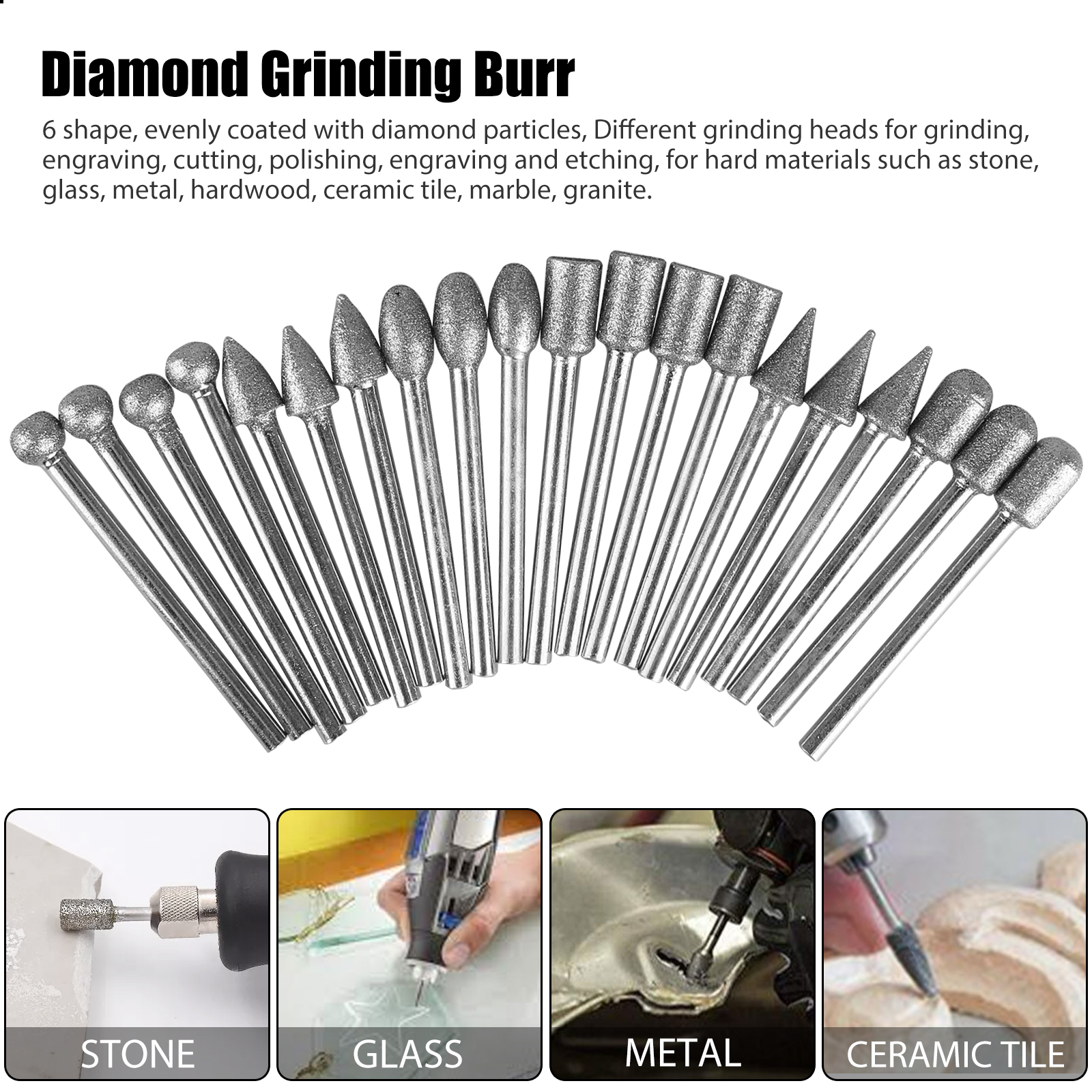 Diamond Grinding Cutting Carving Bit Set For Dremel Rotary Tool Stone