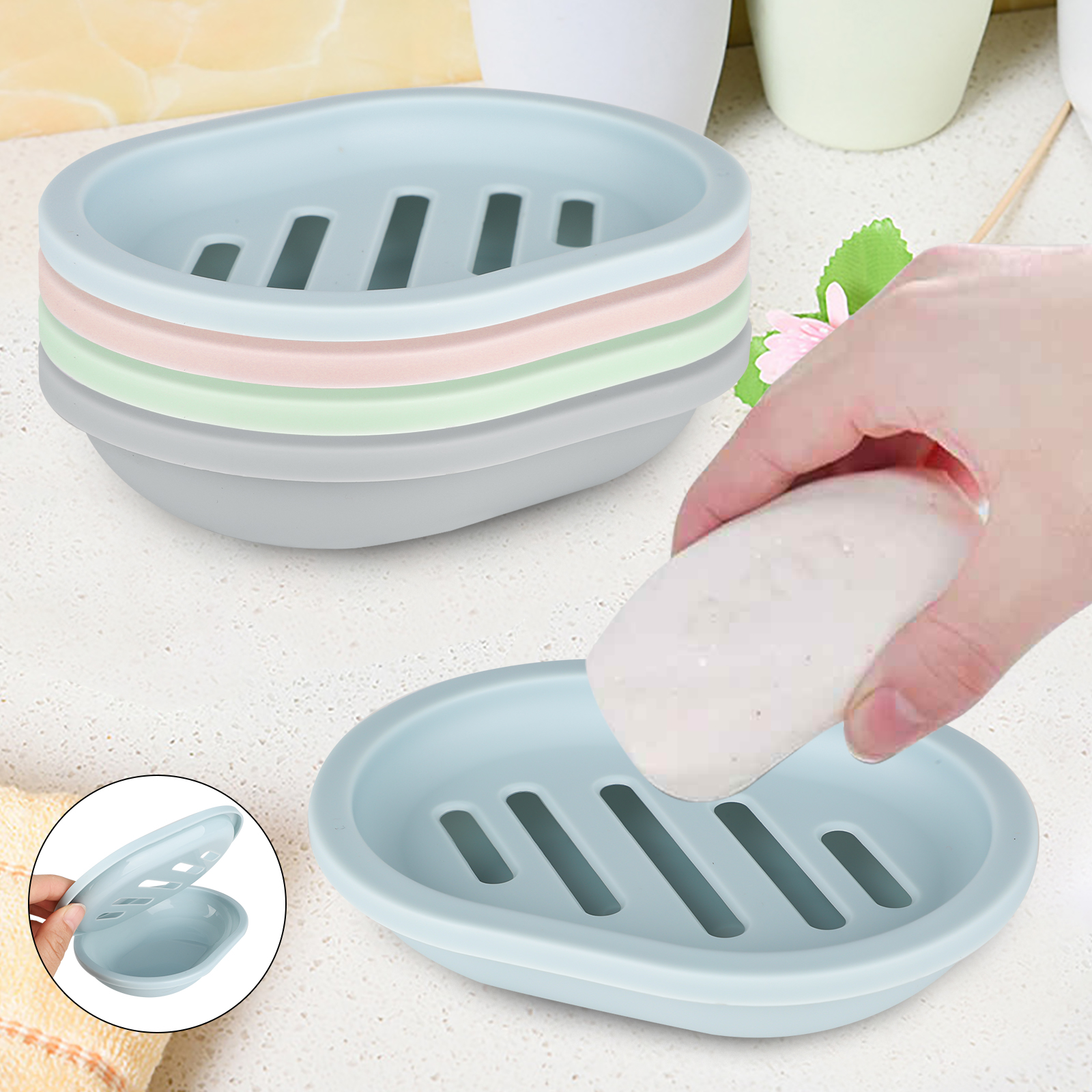 2PCS Soap Dish With Drain Container Soap Saver Bathroom Shower Soap Holder Case eBay