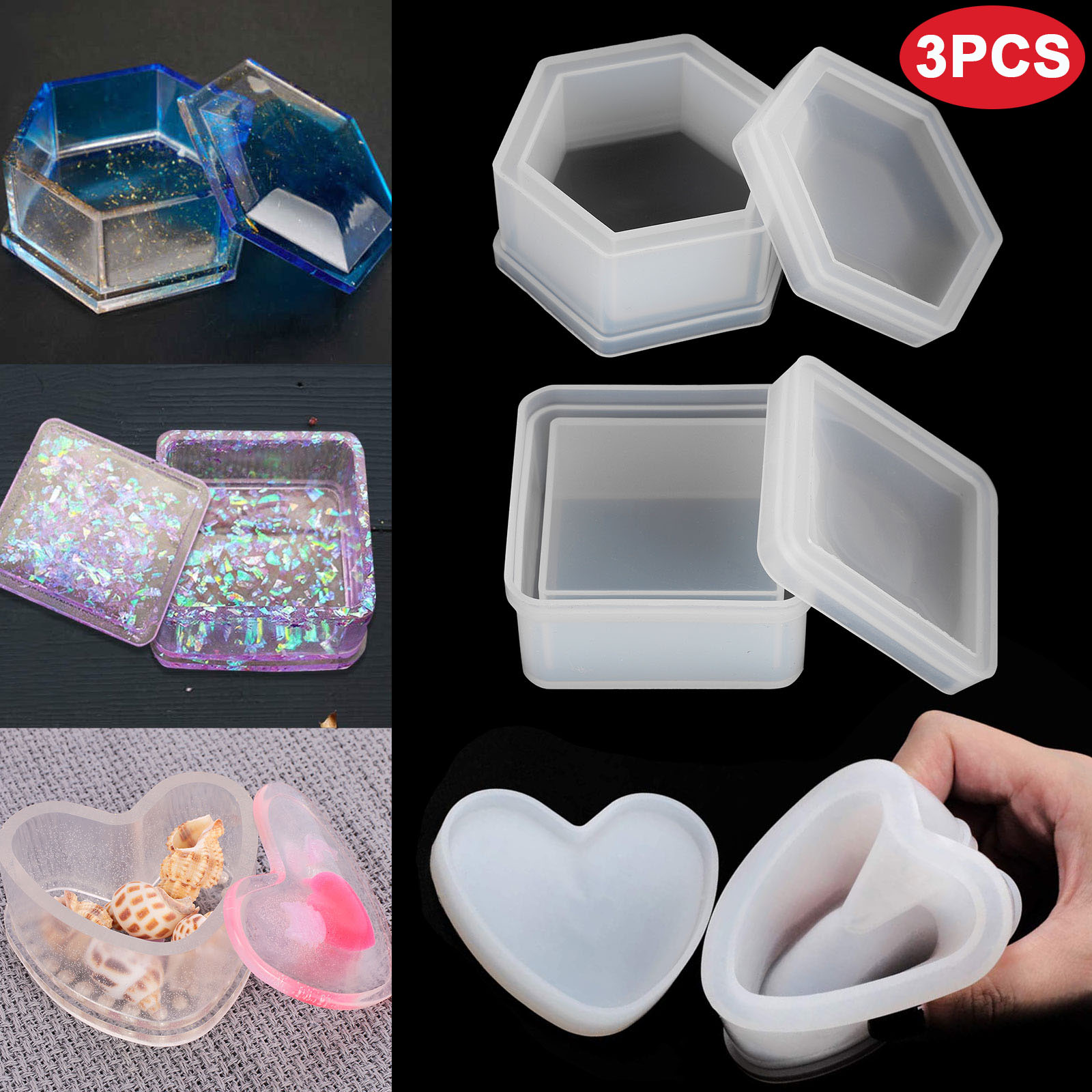 Resina para guardarlas silicona joyas box box forma epoxy forma artesanía DIY Home 