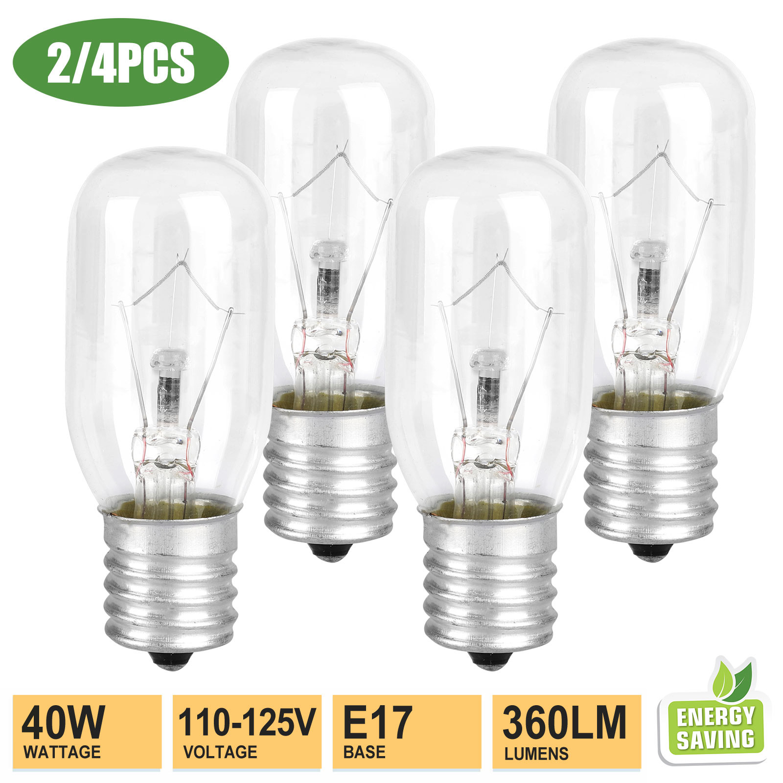 2/4X Light Bulb for Whirlpool Microwave E17 Base 125V 40W Replace Part