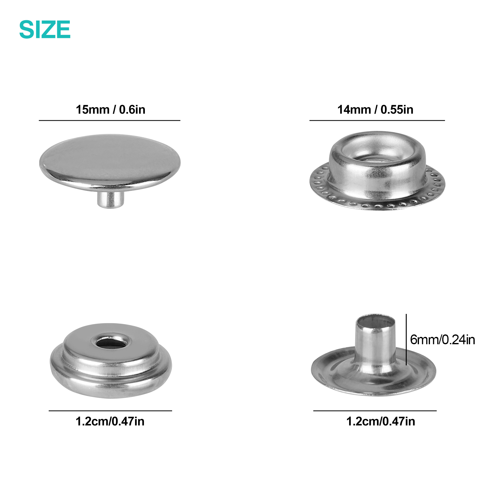 Snap Fasteners Press Studs Stainless Steel Button DIY Marine Boat