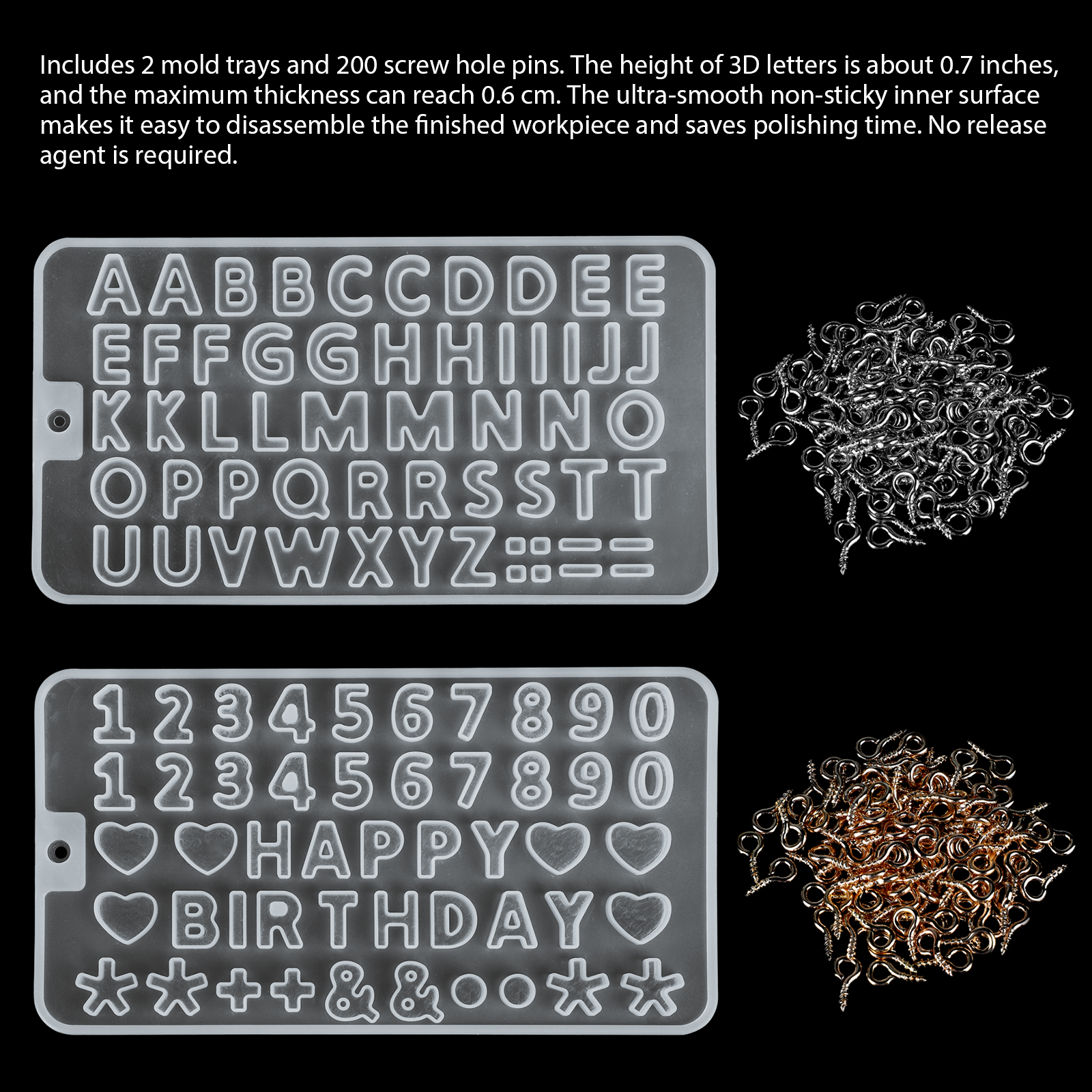 DIY Epoxy Resin Mold Set Casting Letter Alphabet Number Silicone Mould