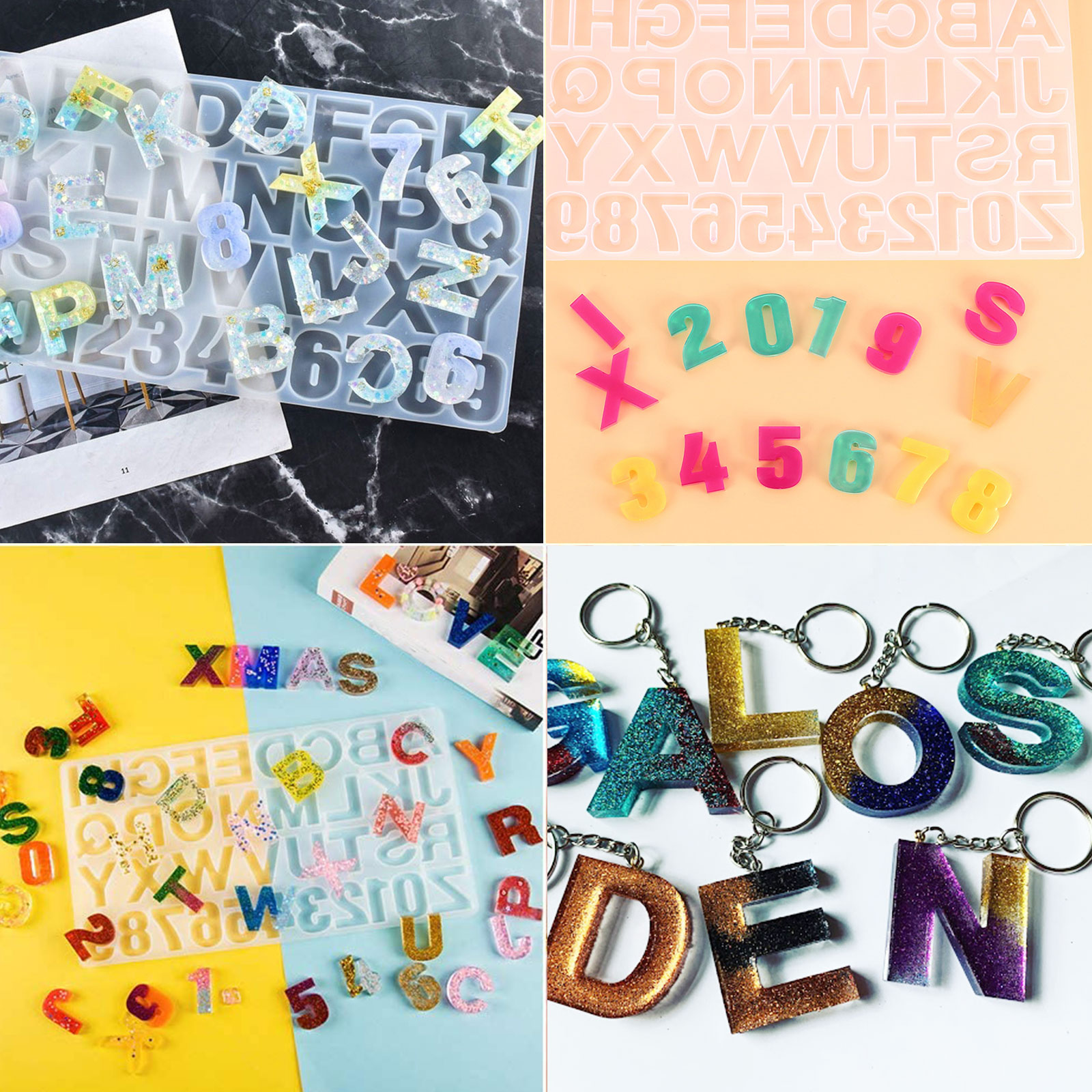 Alphabet Resin Silicone Molds Letter Number for Epoxy Molds DIY Making