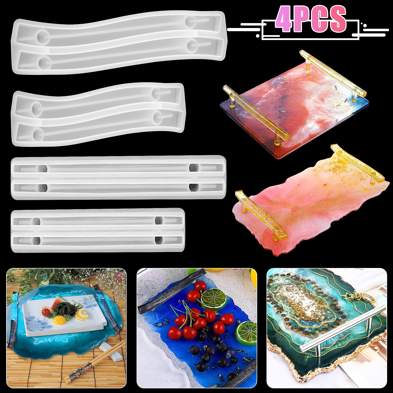 35PCS DIY Silicone Resin Mold Jewelry Casting Epoxy Pendant Tray Mould  Craft Kit