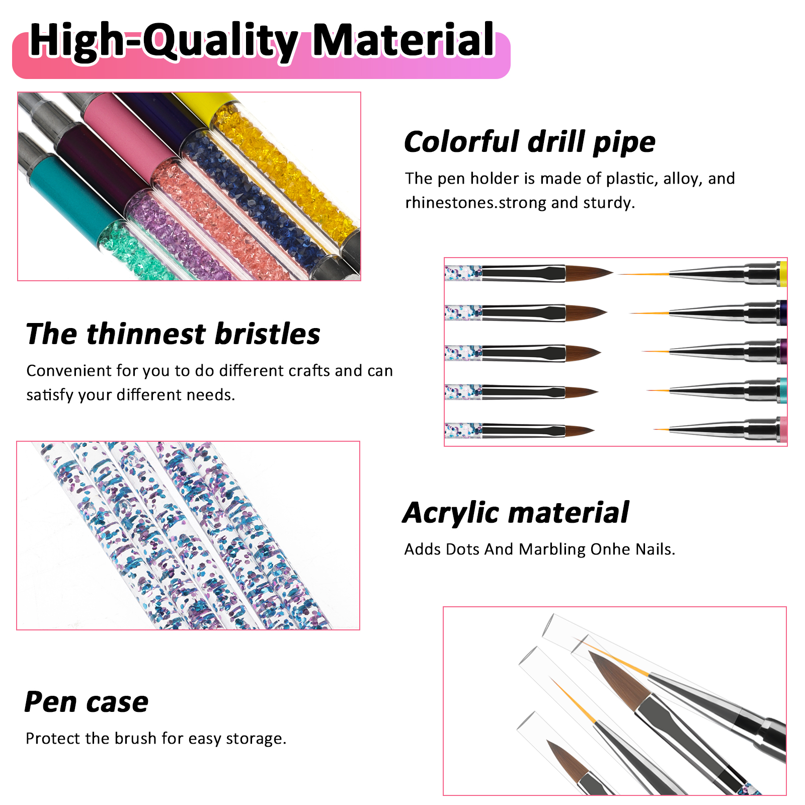 【誠実】 BNP 3Pcs set Nail Art Line Brush Glitters Acrylic Ultra-thin Liner