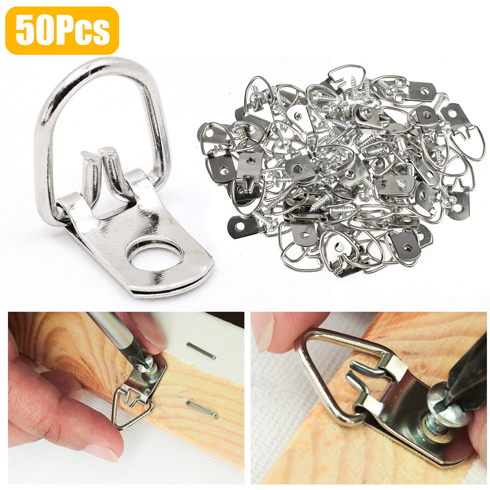 100/50PCS D Ring Picture Hangers Frame Accessories Hardware Hook With