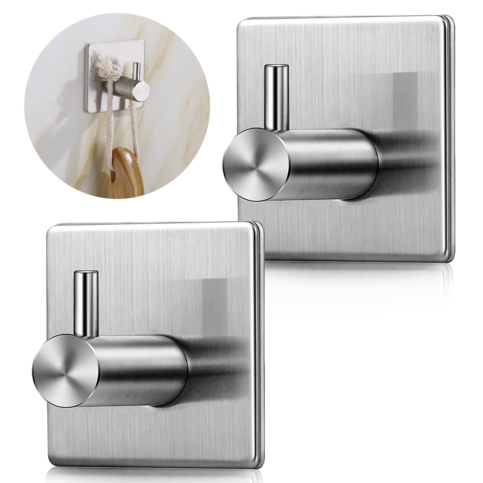 4/2PCS Towel Holder Hook Stainless Steel Coat Robe Hat Clothes Wall Mount Hanger