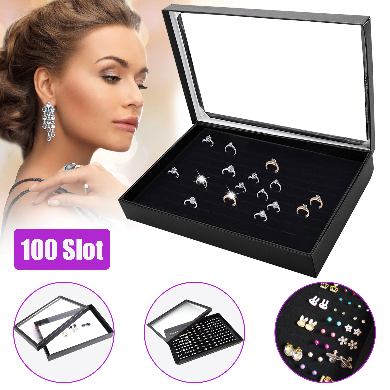 100 Slots Fashion Stud Earrings Stud Earrings Jewelry Show Organizer Jewelry Box 