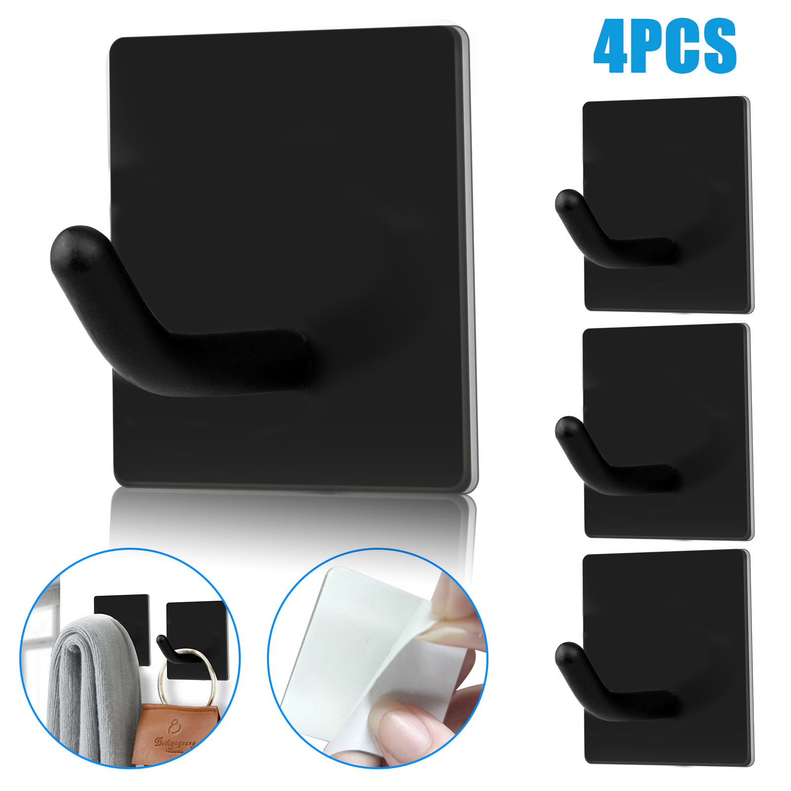 Details about    Steel Self Adhesive Hooks Wall Door Sticky Hanger Organizer 