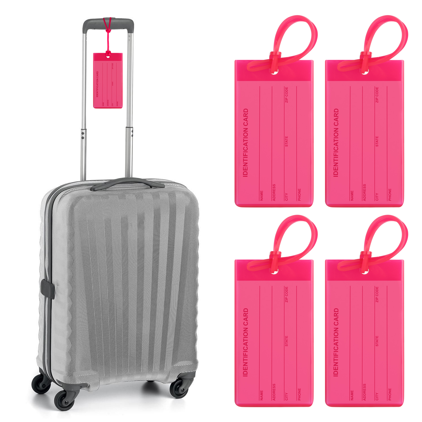 4PCS PVC Luggage Tags High Visibility Travel Suitcase Bag Card in Popular Colors