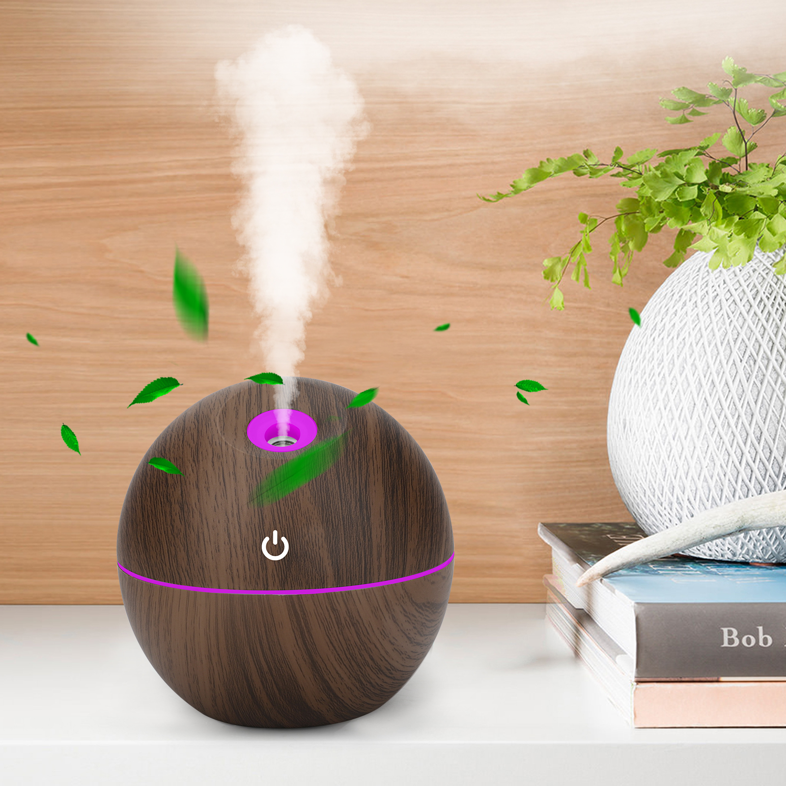 Aroma Diffuser Essential Oil Humidifier Mist Maker Aromatherapy Wood Grain LED