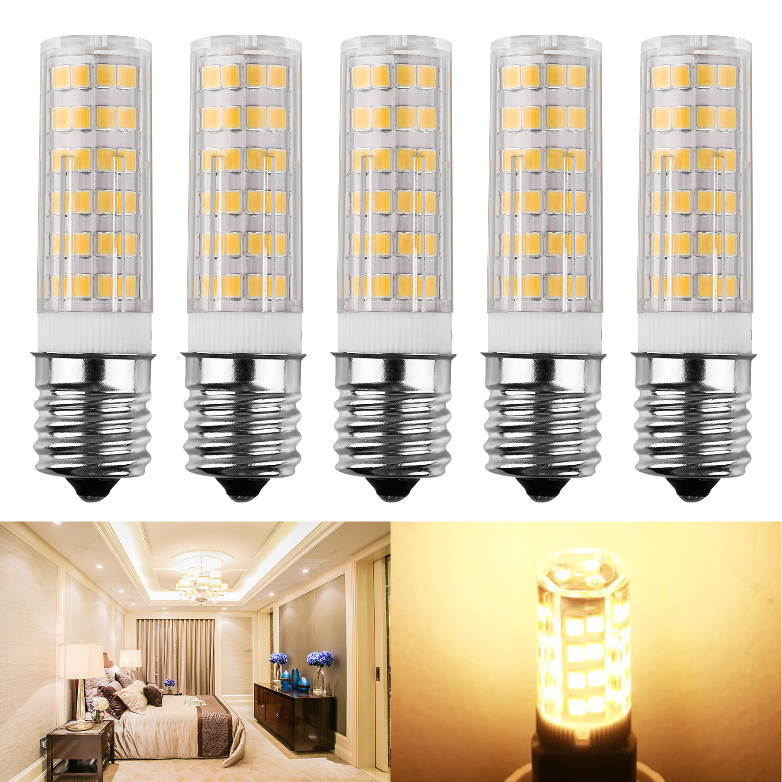 5Pcs Microwave LED Replacement Light Bulb for Appliance E17 Socket 7W