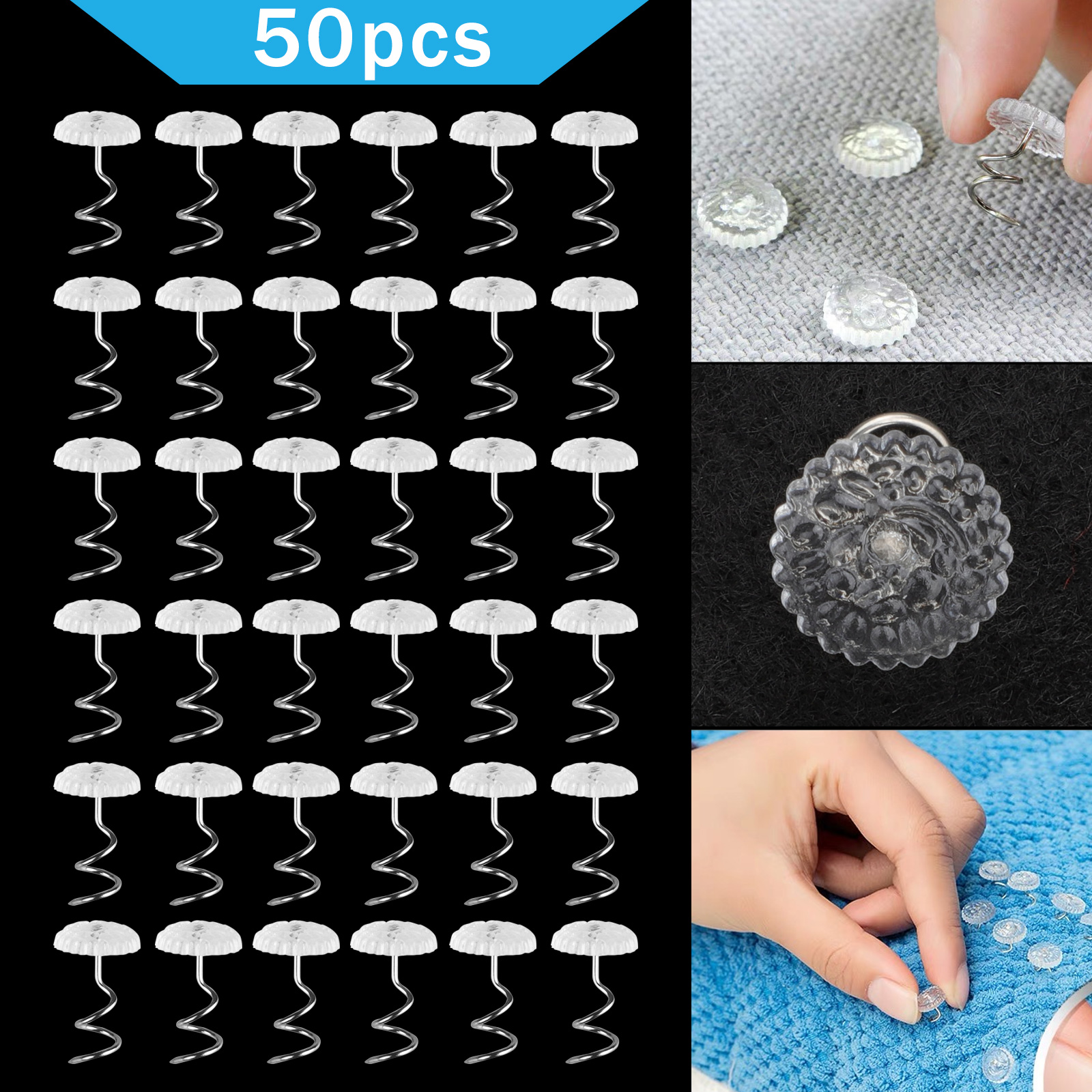 50/100Pcs Upholstery Twist Pins Clear Head Bed Skirt Pins