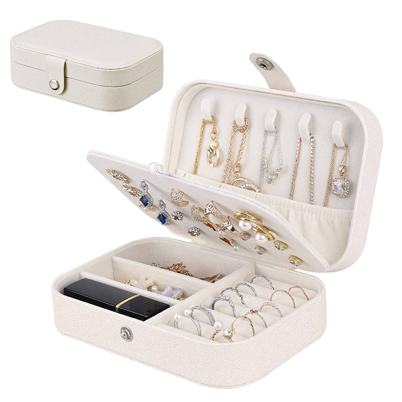 Portable Jewelry Box Organizer Leather Ornaments Case Travel Storage Pack Gift