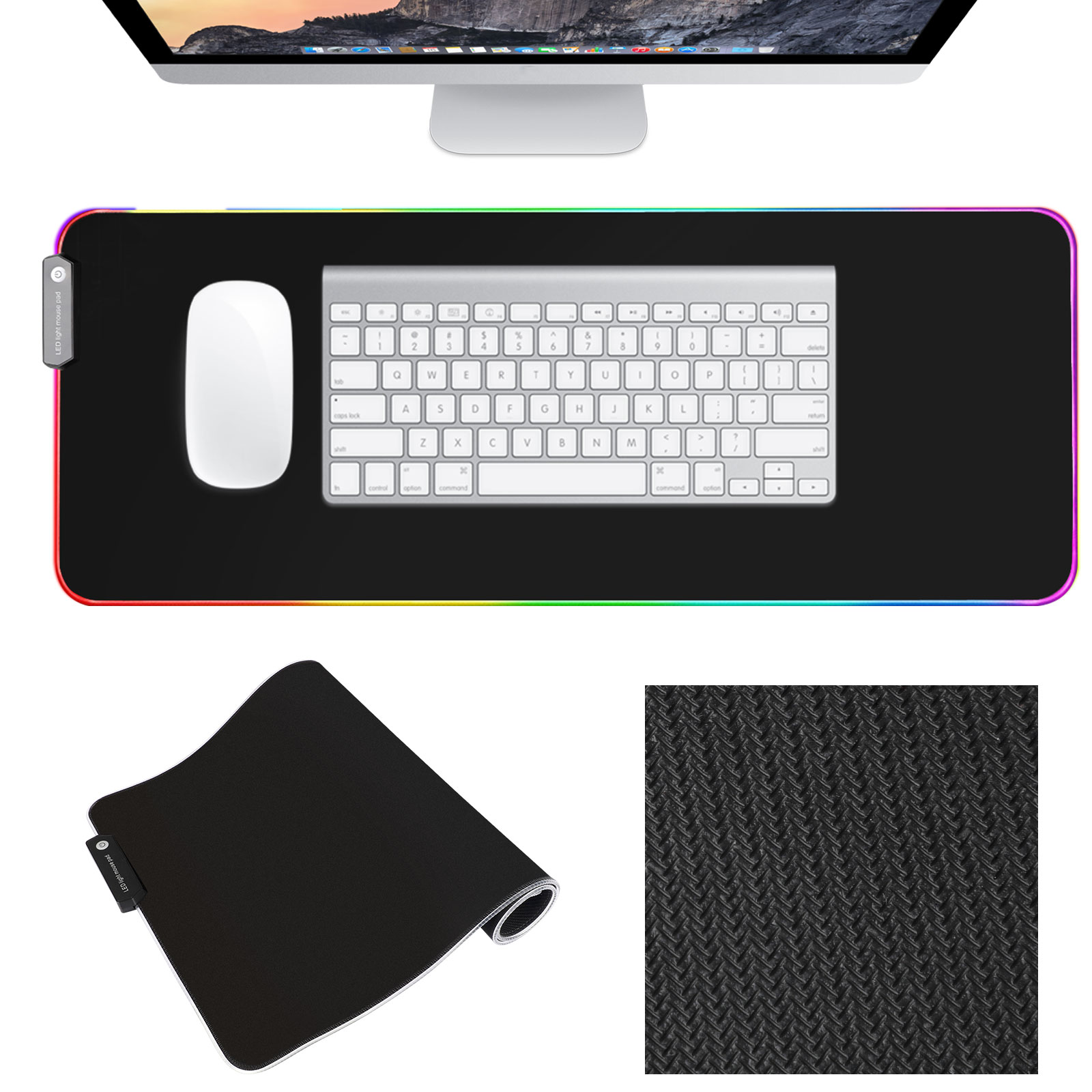 RGB LED Backlit Extra Large Gaming Keyboard Mouse Pad 9 Color Lighting