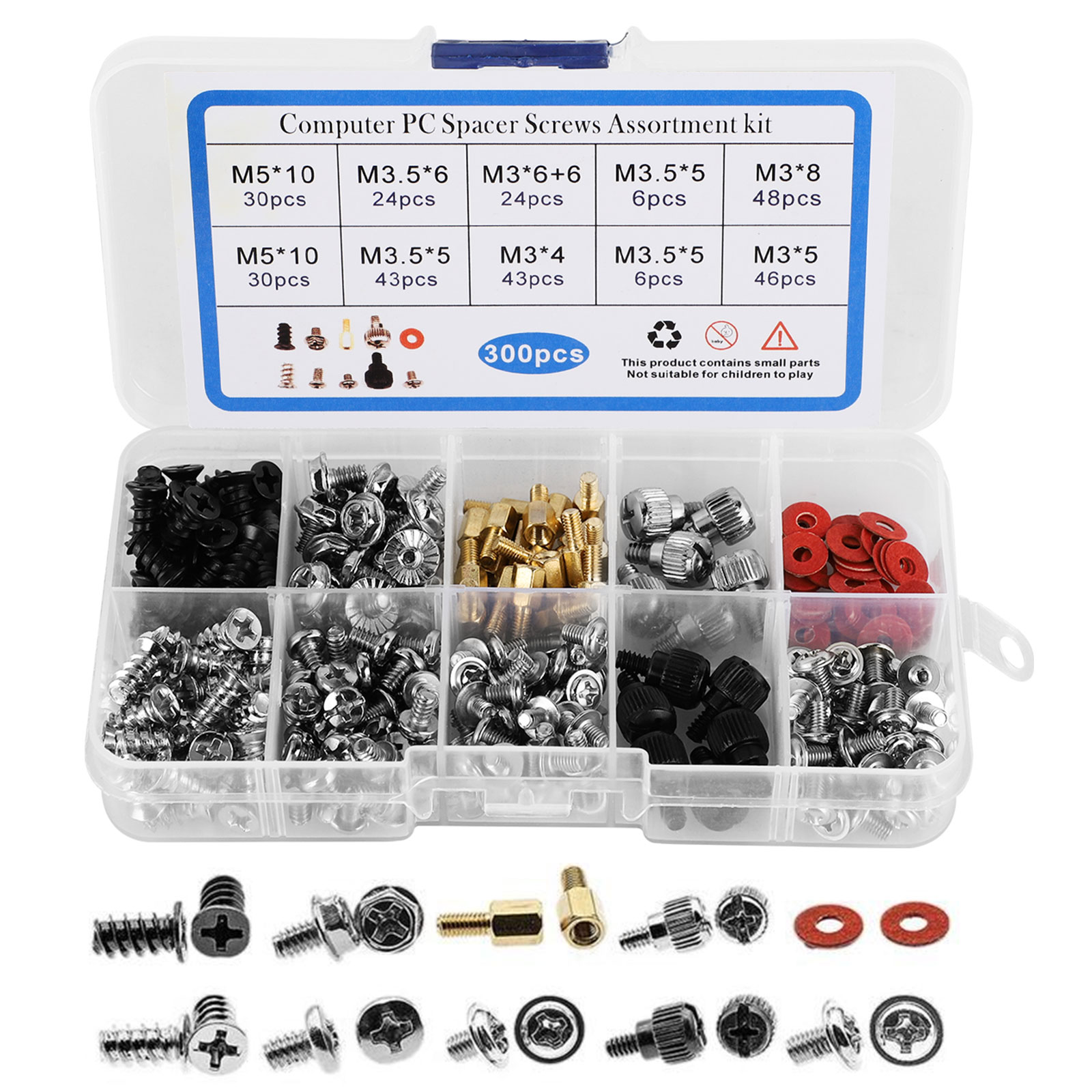 300PCS M2 Nickel Plating Round Head PC Mounting Computer Screws,PC Case Hard Drive Motherboard Mounting ScrewsComputer Case Fixed 