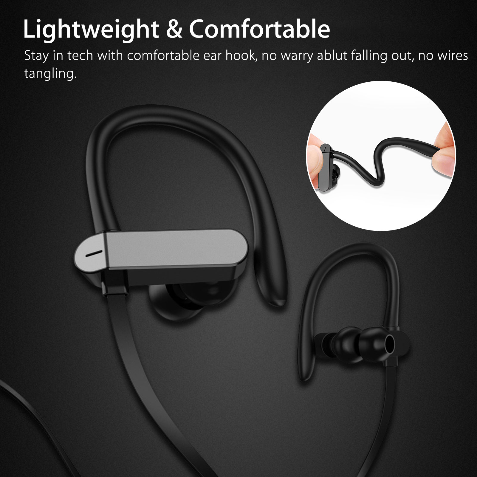 3.5mm Ear Hook Wired Sports Stereo Earphone Over Ear Earbuds Headphones