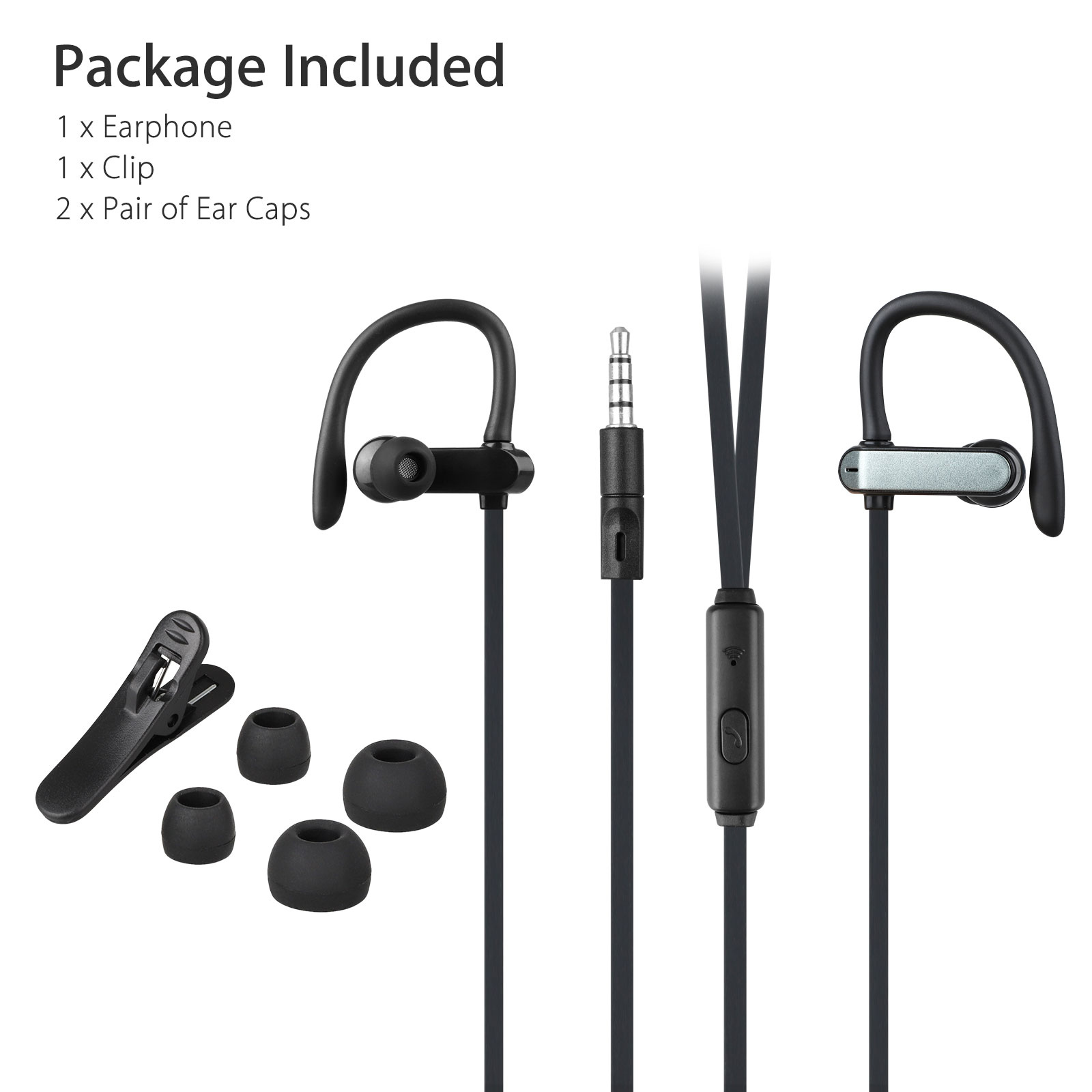 3.5mm Ear Hook Wired Sports Stereo Earphone Over Ear Earbuds Headphones