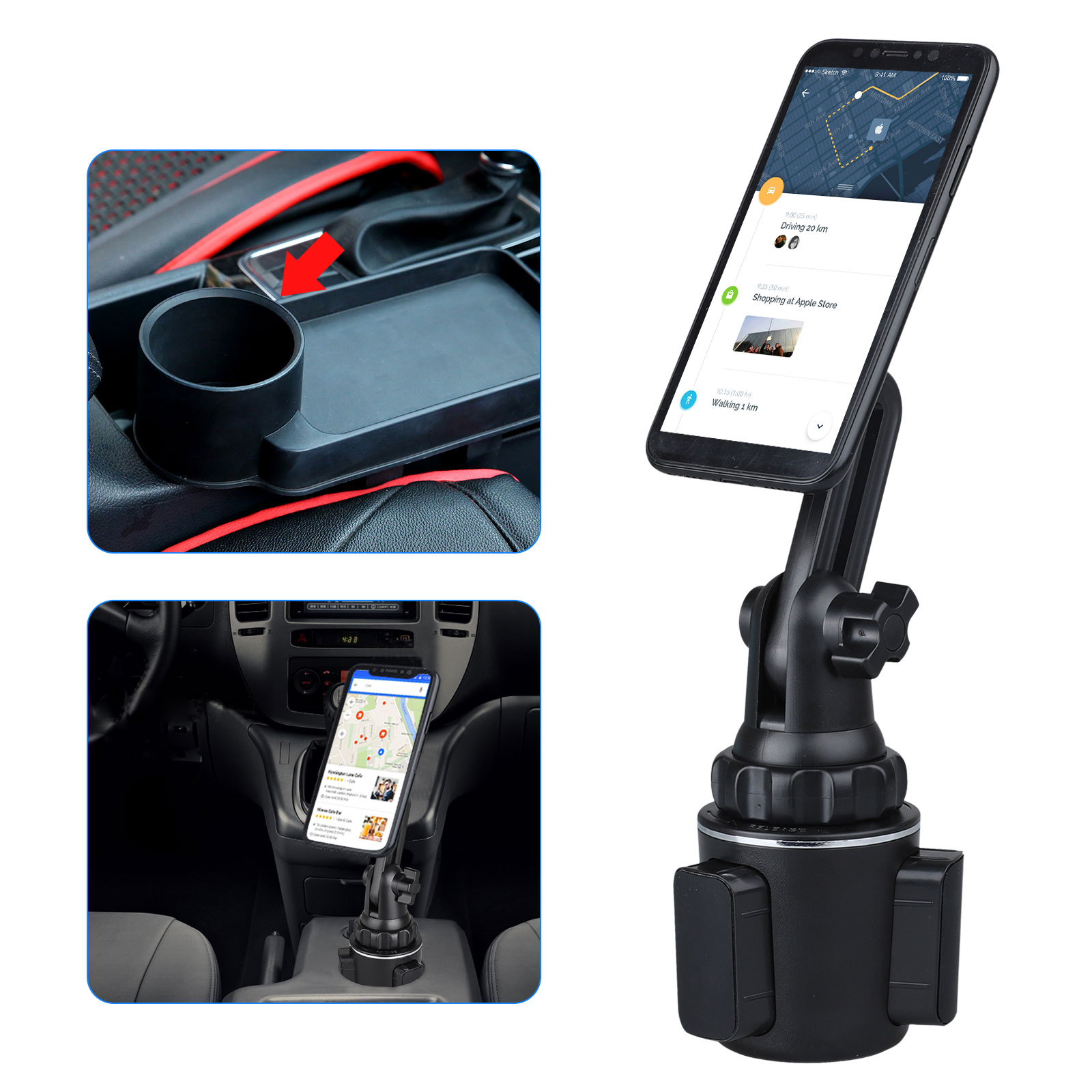 Universal 360° Adjustable Car Cup Holder Stand Cradle Mount For