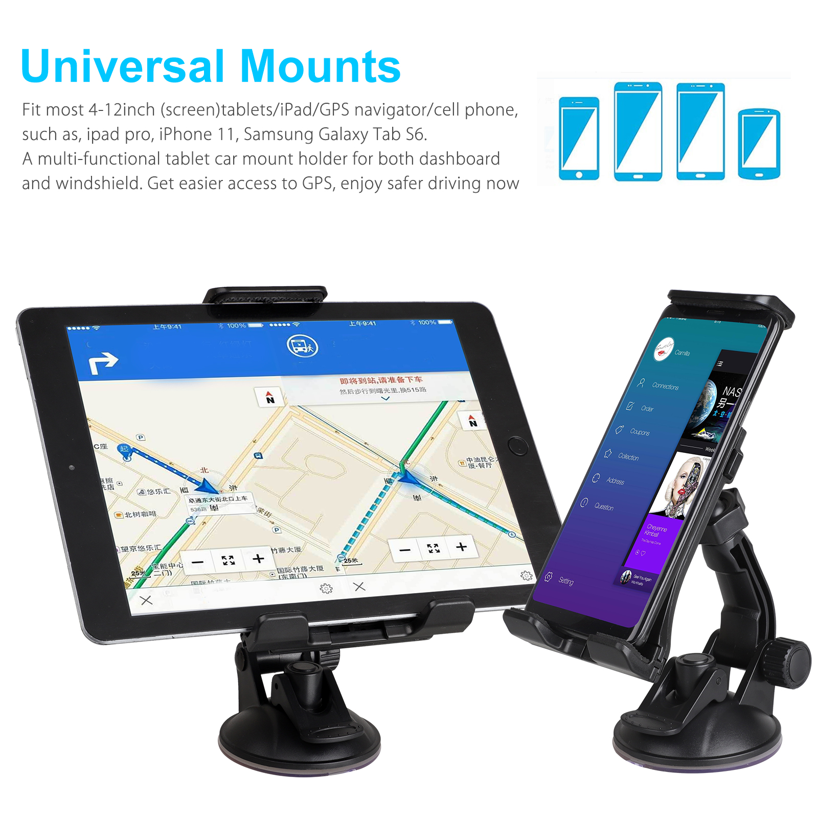 360° Universal Car Windshield Holder Desktop Mount For Cellphone iPad Tablet GPS eBay