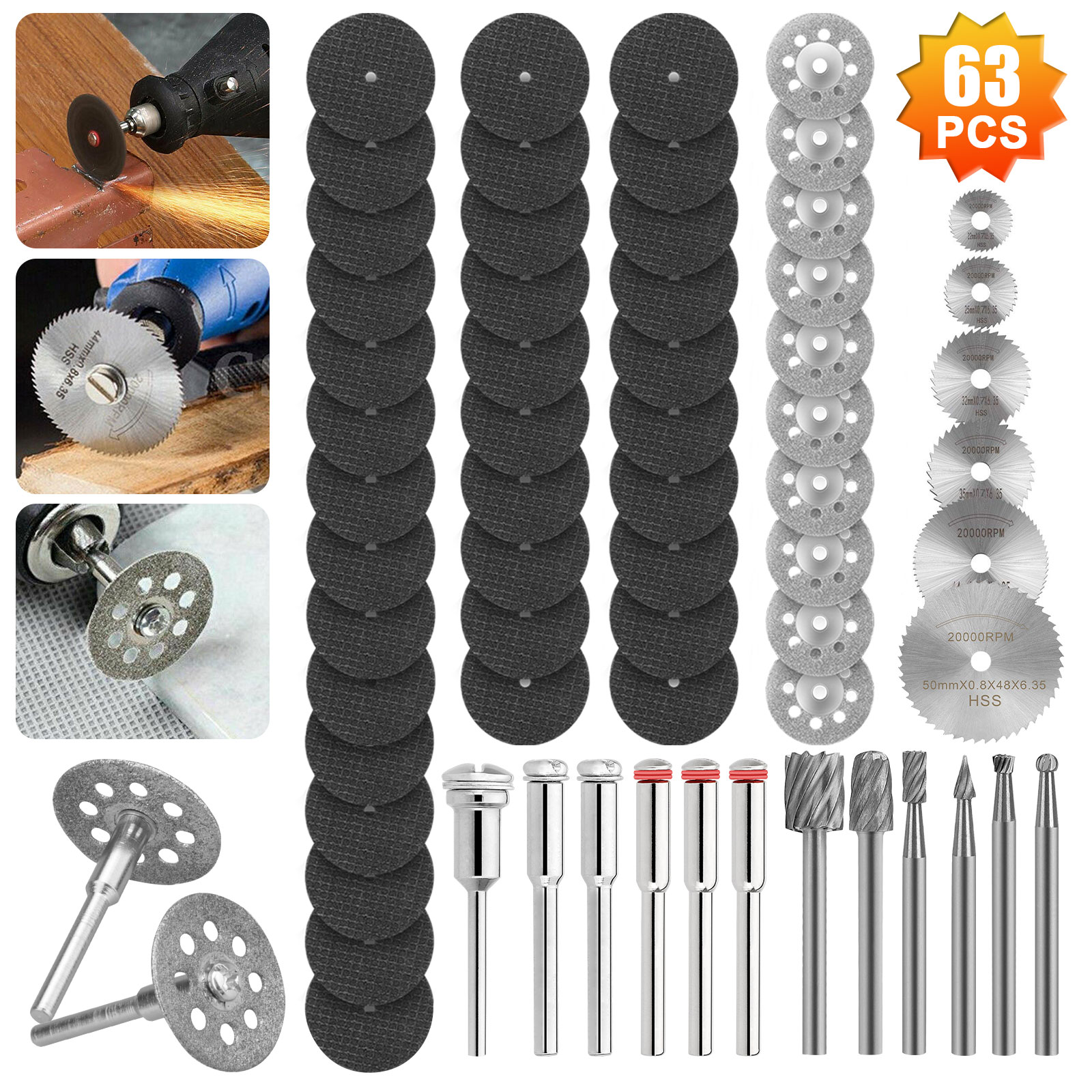 60pcs Diamond Cutting Wheels For Dremel Rotary Tool die Drinder Cut Off Disc 