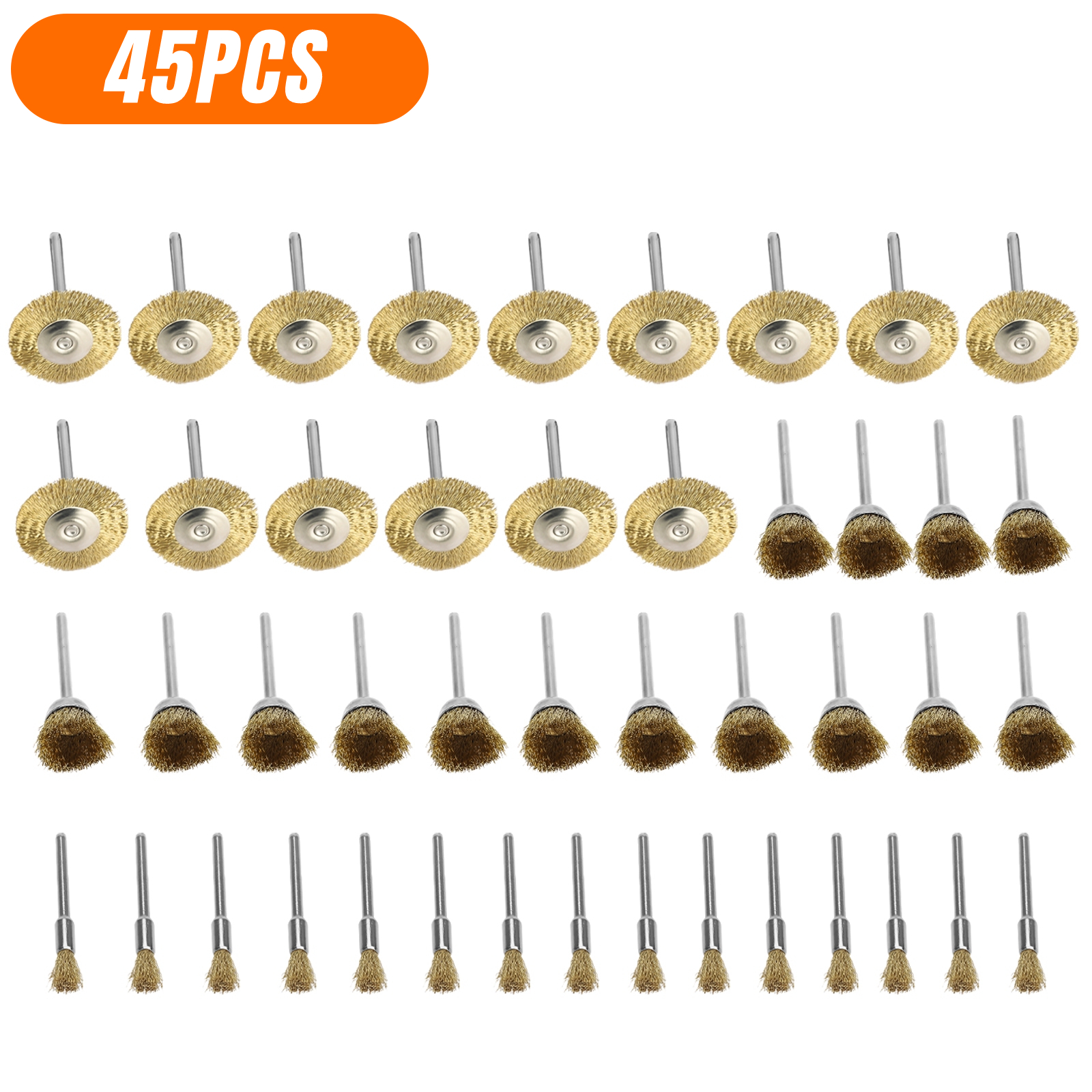 45/36x Steel Wire Cup Wheel Mixed Brush Die Grinder Set for Dremel Rotary Tool